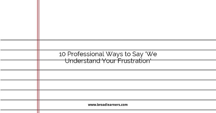 10 Professional Ways to Say 'We Understand Your Frustration'